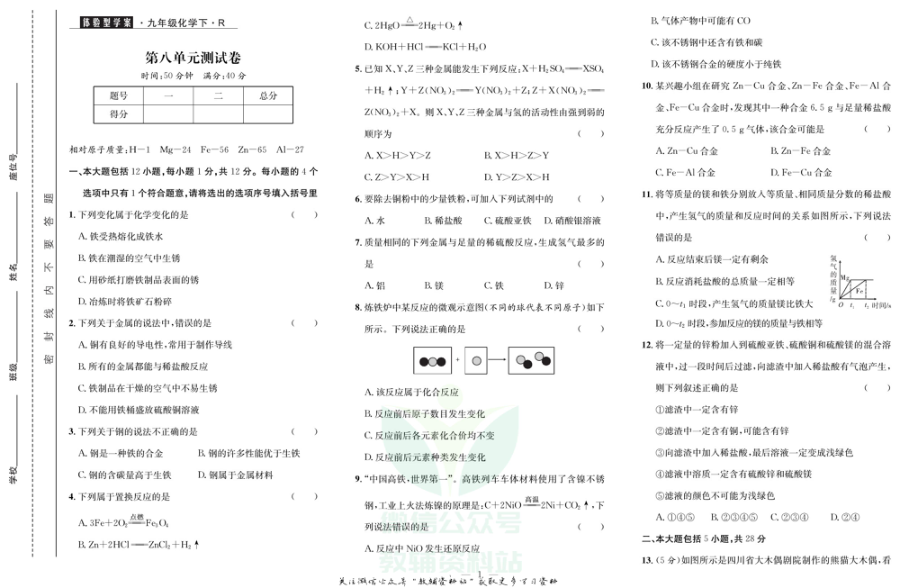 _体验型学案_九年级下册化学人教版试卷