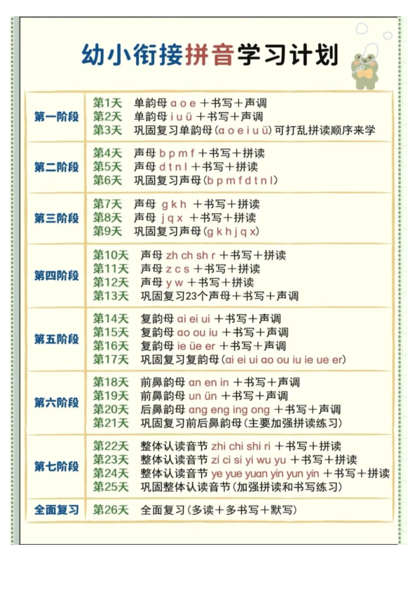 数学拼音学习计划