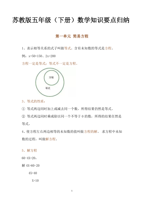 五年级下数学__苏教版_数学知识点