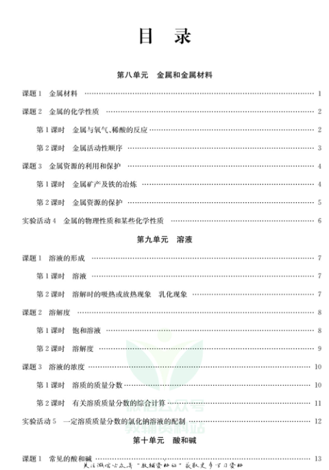 _体验型学案_九年级下册化学人教版手册
