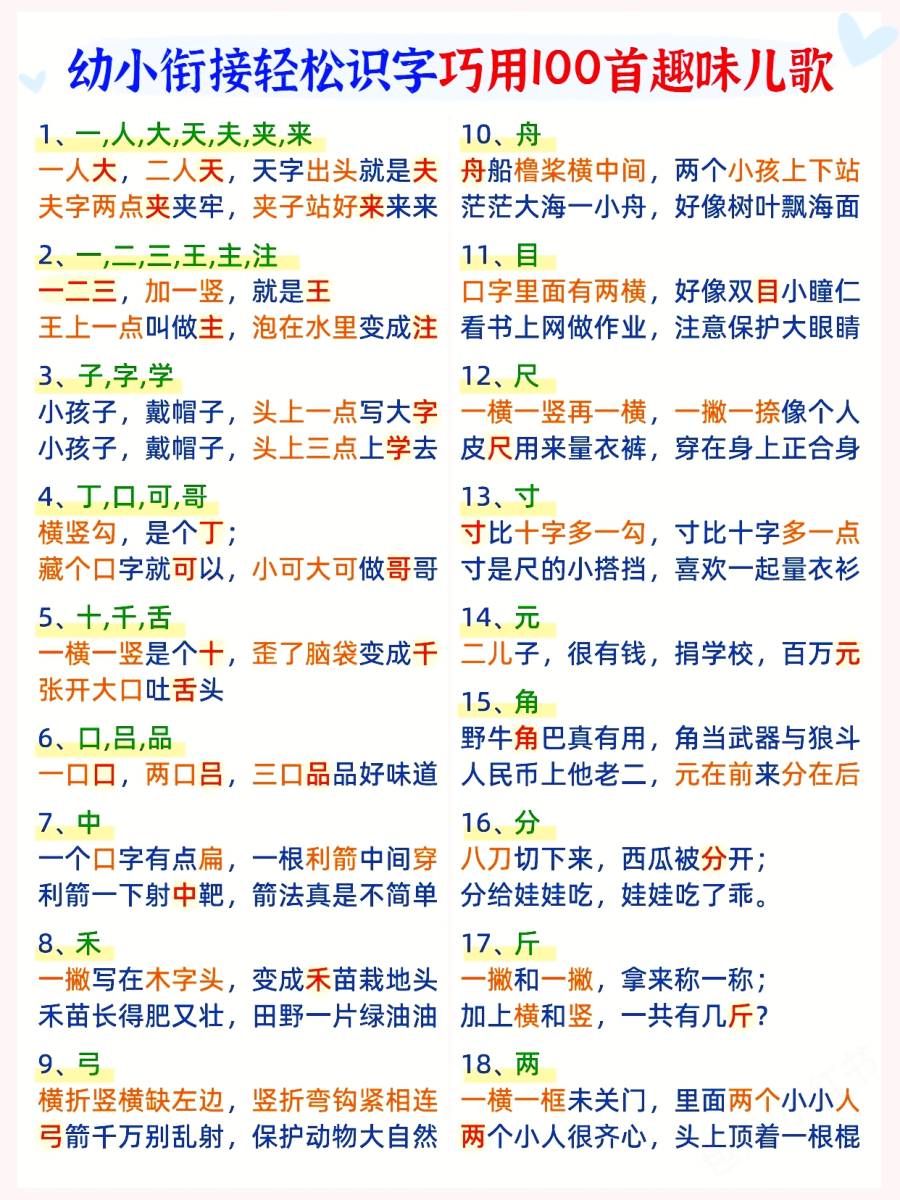 趣味儿歌幼小衔接轻松识字